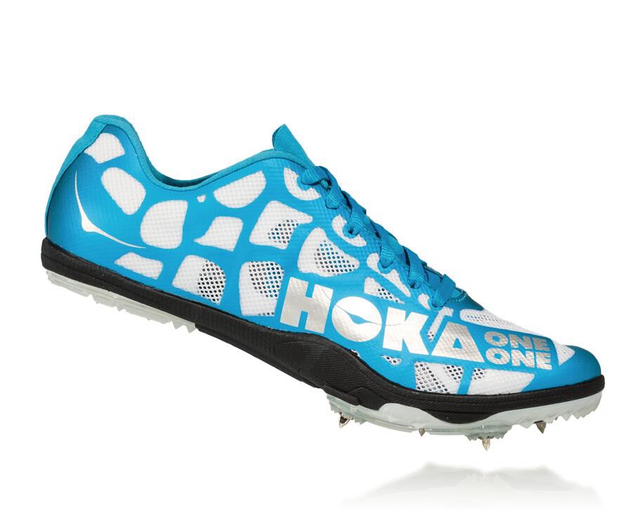 Hoka One One Spikes Mens White/Blue - Rocket X - 53290YUPJ